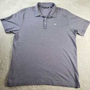 Men's Travis Mathew Size XL Polo Shirt‎ Eggplant Striped Golf Casual Athleisure